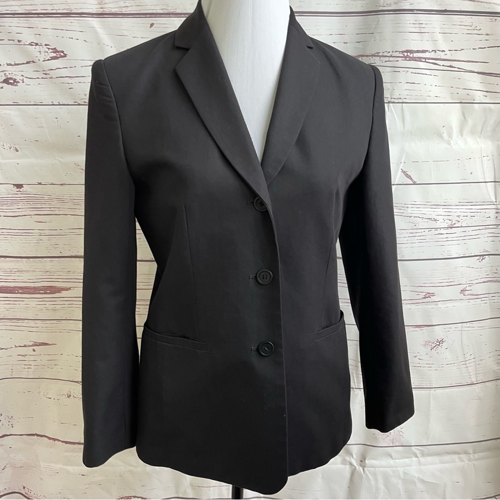 Talbots Classic 3 Button Blazer Size 6 Black - image 2